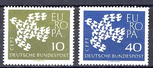 Europaunion 1961 Bundesrepublik 367-368xv geriffelte Gummierung, Satz ** / MNH