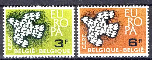 Union européenne 1961 Belgique 1253-1254, taux ** / NHM