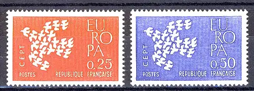 Union européenne 1961 France 1363-1364, taux ** / NH