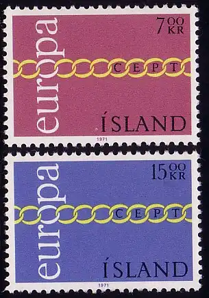 Union européenne 1971 Islande 451-452, phrase ** / MNH