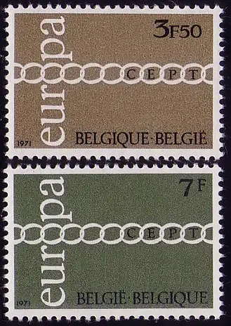 Europaunion 1971 Belgien 1633-1634, Satz ** / MNH