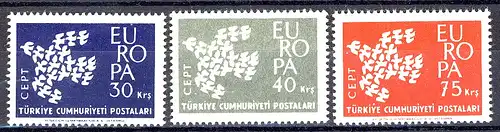 Europaunion 1961 Türkei 1820-1822, Satz ** / MNH