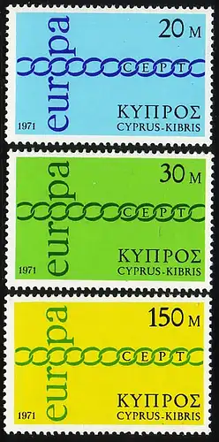 Europaunion 1971 Zypern 359-361, Satz ** / MNH