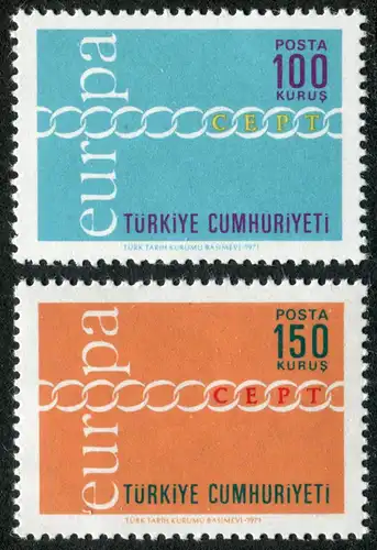 Union européenne 1971 Turquie 2210-2211, phrase ** / MNH