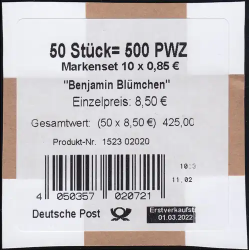 FB 120 Benjamin Blümchen, Folienblatt-BANDEROLE