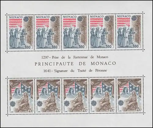 Monaco Block 19 Europaunion / CEPT: Historische Ereignisse 1982 ** / MNH