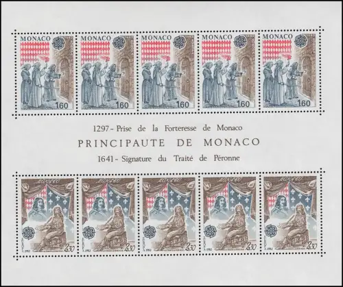 Monaco Block 19 Union européenne / CEPT: Événements historiques 1982 ** / MNH