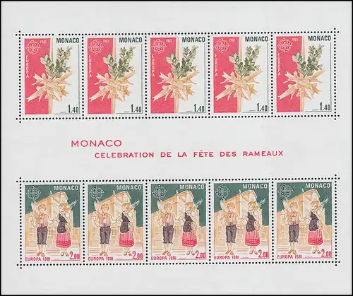 Monaco Block 17 Europaunion / CEPT: Folklore 1981 ** / MNH