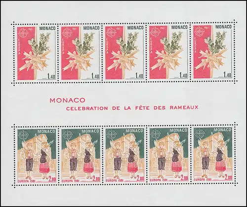 Monaco Block 17 Union européenne / CEPT: Folklore 1981 ** / MNH