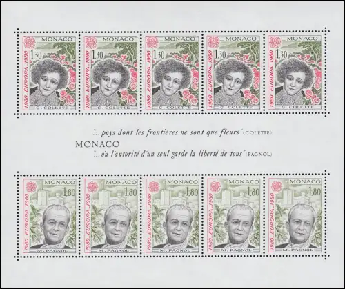 Monaco Block 16 Union européenne: Personnalités importantes 1980 ** / MNH