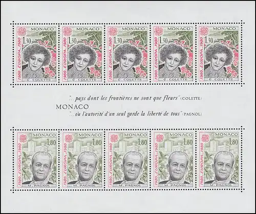 Monaco Block 15 Union européenne: Postes et télécommunications 1979 ** / MNH