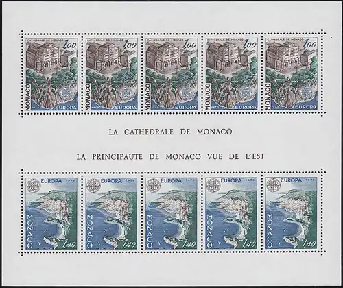 Monaco Block 12 Europaunion / CEPT: Baudenkmäler 1978 ** / MNH
