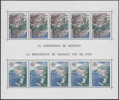 Monaco Block 12 Union européenne / CEPT: Monuments historiques 1978 ** / MNH