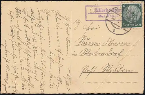 Landpost-Stempel Allerheiligen über Wildon 10.1.1942 auf AK Prosit 1942