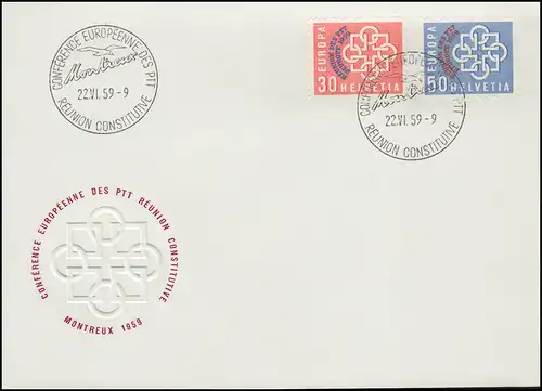 Schweiz 681-682 PTT-Konferenz 1959, Satz auf Schmuck-FDC ESSt MONTREUX 22.6.59