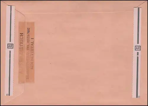 1623 SWK 450 Pf en bande de 4 bandes avec 2 BZN MeF FDC ET-O NETTETAL 13.8.1992