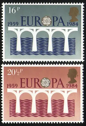 Union européenne 1984 Grande-Bretagne 988+990, 2 valeurs, ensemble ** / MNH
