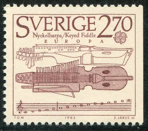 Union européenne 1985 Suède 1329Dr, coupe droite, marque ** / MNH