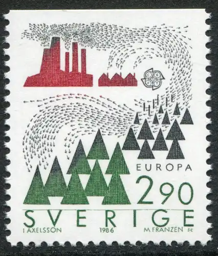 Union européenne 1986 Suède 1398Tu, en haut, sans dents, marque ** / MNH