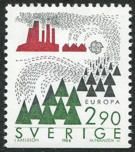 Europaunion 1986 Schweden 1398Do, unten ungezähnt, Marke ** / MNH