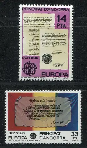 Europaunion 1982 Andorra (Spanische Post) 153-154, Satz ** / MNH
