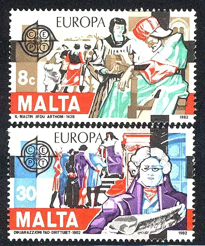 Union européenne 1982 Malte 661-662, taux ** / NHM