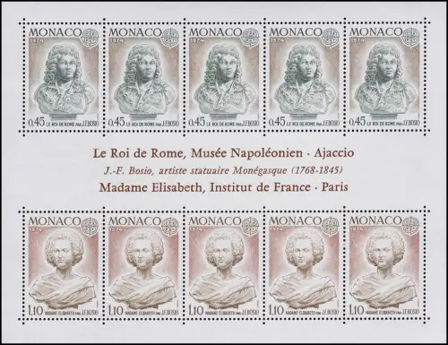 Monaco Block 7 Europaunion / CEPT: Skulpturen 1974 ** / MNH