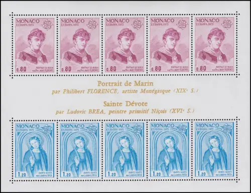 Monaco Block 8 Union européenne / CEPT: peintures 1975 ** / MNH