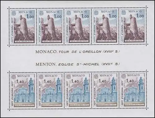 Monaco Block 11 Europaunion: Landschaften 1977 ** / MNH