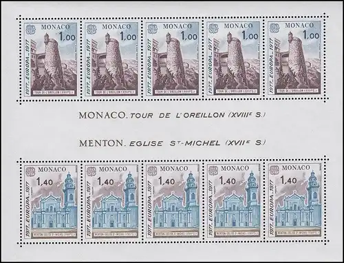 Monaco Block 11 Union européenne: Paysages 1977 ** / MNH