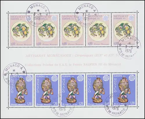 Monaco Block 10 Union européenne: Artisanat 1976, cachet du premier jour MONACO 3.5.76