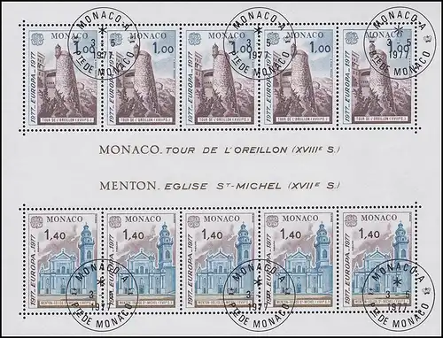 Monaco Block 11 Europaunion: Landschaften 1977, ET-O MONACO 3.5.77