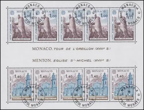 Monaco Block 11 Europaunion: Landschaften 1977, ET-O MONACO 3.5.77