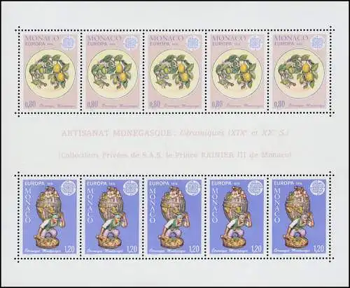 Monaco Block 10 Europaunion 1976 - Kunsthandwerk, postfrisch ** / MNH