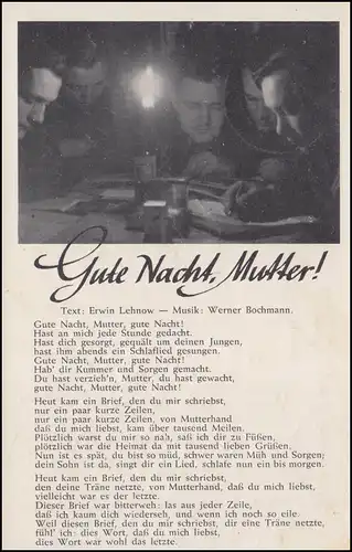 Feldpost BS 45898 auf Lieder-AK Gute Nacht, Mutter! MUNSTER (LAGER) 19.3.1942 