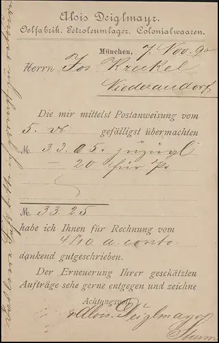 Bayern P 38/01, paragraphe 5 Pf vert DV 90: MÜNCHEN III 7.11.90 vers Niederaudorf