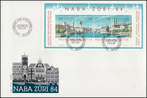 Schweiz Block 24 Ausstellung NABA ZÜRI 1984 auf Schmuck-FDC BERN 24.5.84