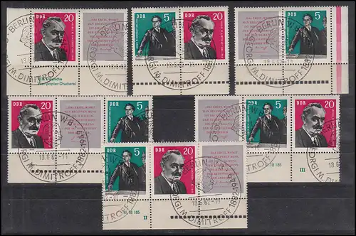 893-894 Dimitrov - tous les 6 tirages groupés W Zd 28-33 avec bord / DV, ESSt BERLIN