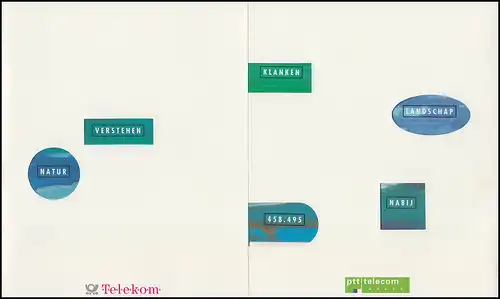 Telekom et ptt telecom: Nature Der Rhein / Rijn 1994, Folder avec 6 cartes téléphoniques