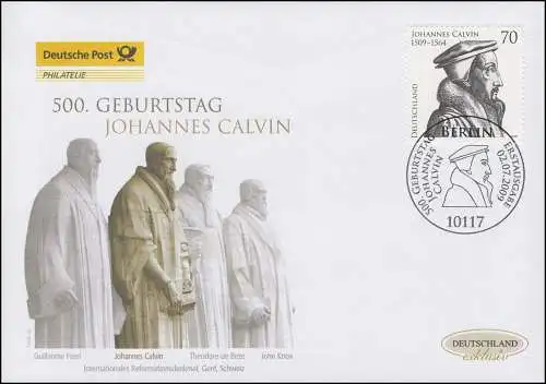 2744 Reformator Johannes Calvin, Schmuck-FDC Deutschland exklusiv