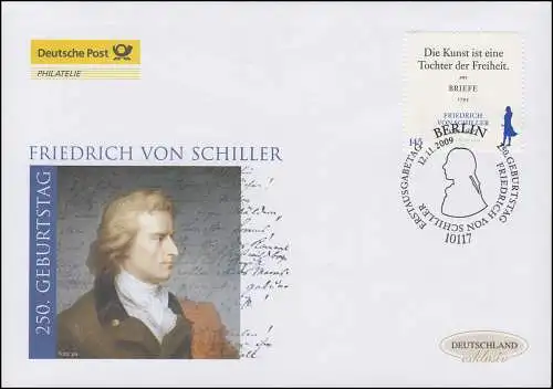 2765 Dichter Friedrich von Schiller, Schmuck-FDC Deutschland exklusiv