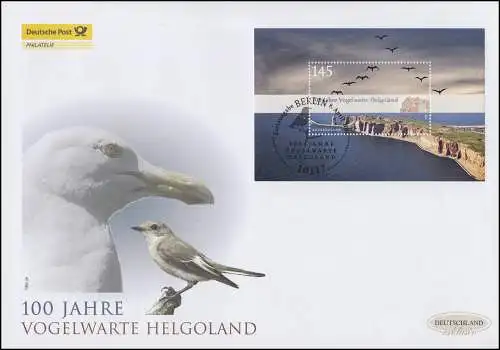 Bloc 77 observatoire des oiseaux Helgoland, bloc sur bijoux FDC Allemagne exclusivement
