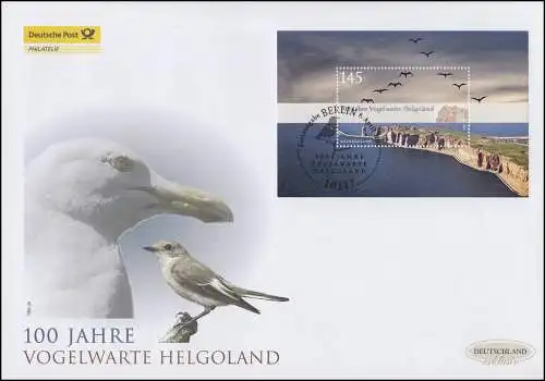 Block 77 Vogelwarte Helgoland, Block auf Schmuck-FDC Deutschland exklusiv