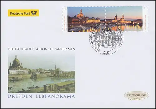 3068-3069 Elbpanorama Dresden, nassklebend, Schmuck-FDC Deutschland exklusiv