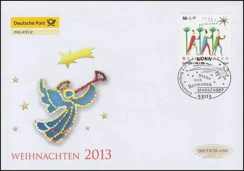 3040 Weihnachten 2013, selbstklebend, Schmuck-FDC Deutschland exklusiv