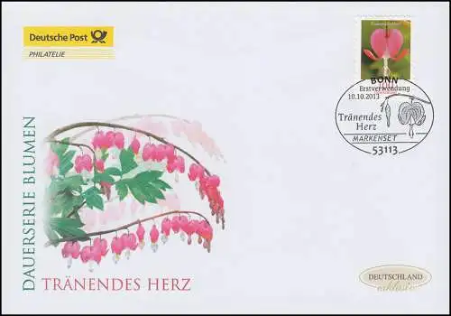 3034 Fleur Coeur larmes, autocollant, Bijoux-FDC Allemagne exclusif