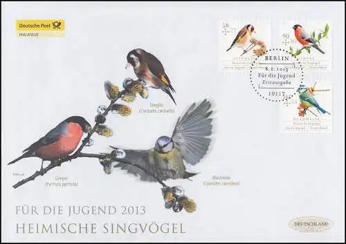 3023-3025 Heimische Singvögel, Satz auf Schmuck-FDC Deutschland exklusiv