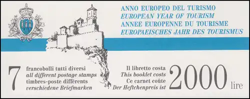 San Marino Markenheftchen 2 Europäisches Jahr des Tourismus 1990, ** / MNH