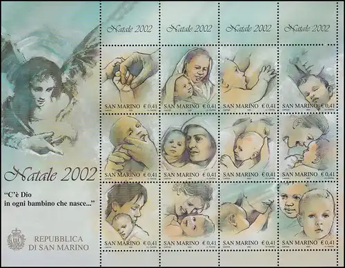 San Marino 2050-2061 Weihnachten 2002 - Zusammendruck-Bogen ** / MNH