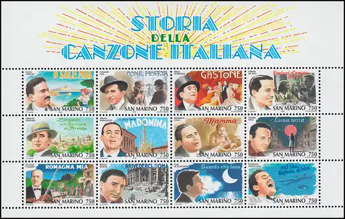 San Marino Block 21 Geschichte des italienischen Schlagers 1996, ** / MNH